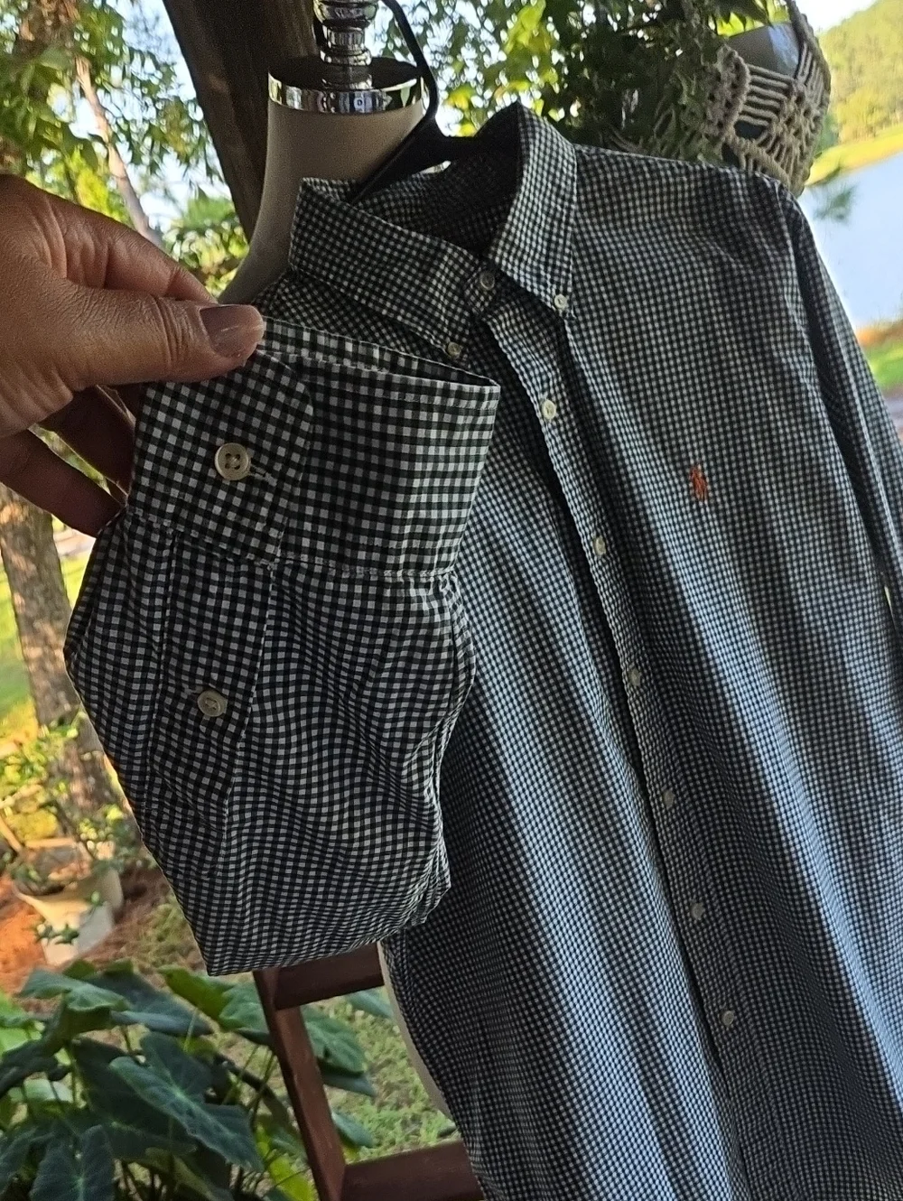 Ralph Lauren Pine Green Checkered Button Front Shirt Size Large